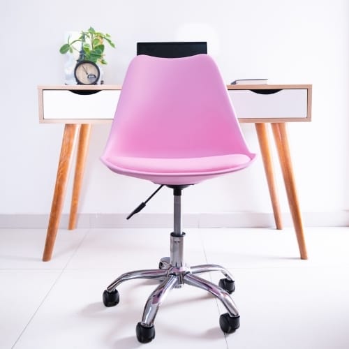 silla ema tulip rosa giratoria