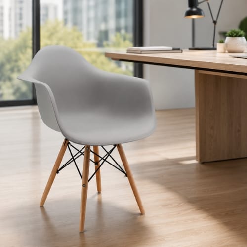 silla eames con brazos gris