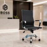 silla boss presidencial negra cromada