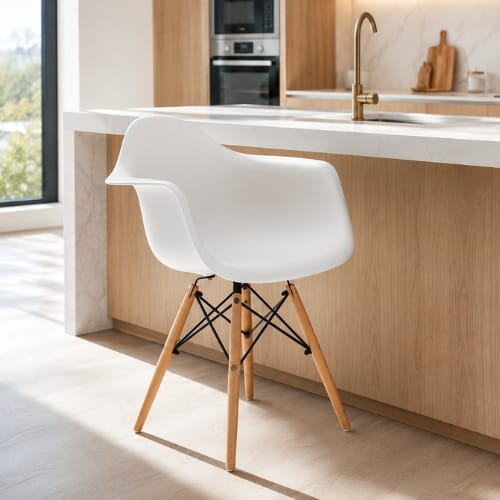 silla eames con brazo blanca