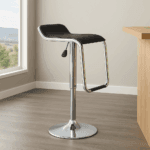 Silla de Bar Glen Alta Regulable con Asiento Acolchado en Cuero PU Negro - Imagen 2