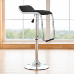 Silla de Bar Glen Alta Regulable con Asiento Acolchado en Cuero PU Negro - Imagen 3