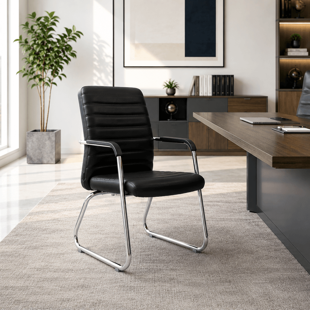 🪑 Silla Isis Cuero Trineo Fija – Estilo Ejecutivo y Comodidad Profesional