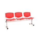 SILLA DE ESPERA PRISMA 3 ASIENTOS DE POLIPROPILENO ROJO