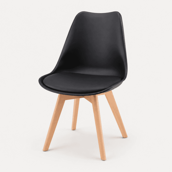  Silla Ema Tulip Negra – Diseño Nórdico y Ergonómico para Oficina y Comedor 