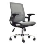 💼 Silla Holanda Ejecutiva Cromada  gris con respaldo de malla y brazos 3D