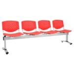 SILLA DE ESPERA PRISMA 4 ASIENTOS POLIPROPILENO ROJO