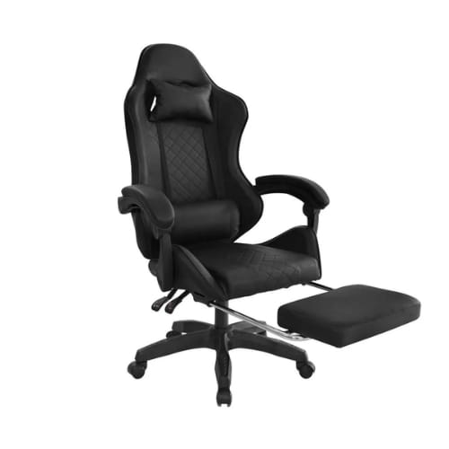 silla gamer negra con reposapiés