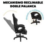 silla gamer negra con reposapiés