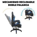 silla gamer gk azul con reposapies